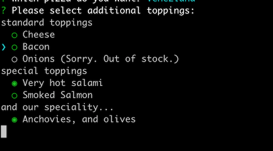 Checkbox prompt